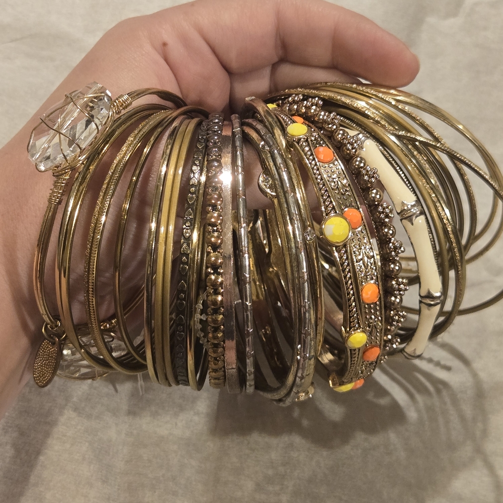 Gold and Silver Bangle Bracelet Set